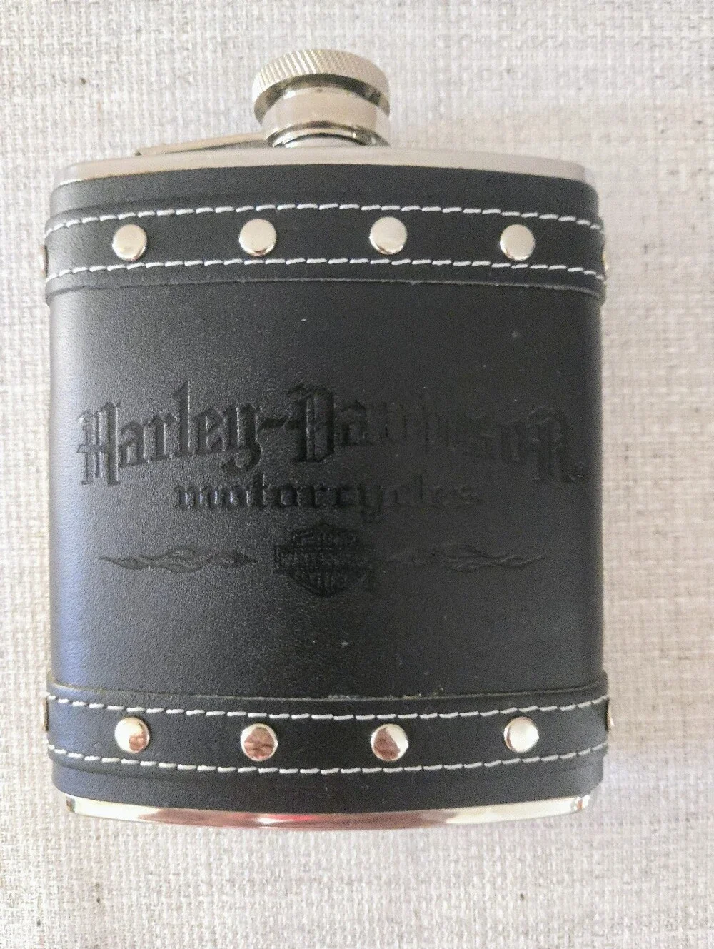 Harley-Davidson Black Leather Studded Flask
